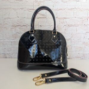 Arcadia Black Patent Leather Satchel